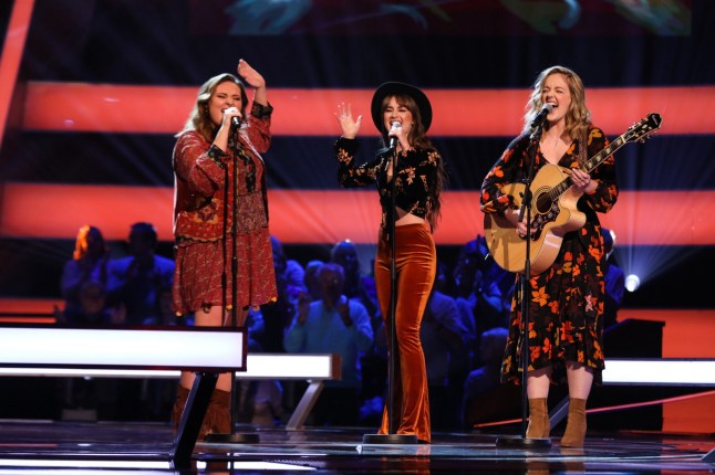 Editorial use only Mandatory Credit: Photo by Rachel Joseph/ITV/REX/Shutterstock (10116252ap) Kieron Smith and Remember Monday [Charlotte Steele, Holly-Ann Hull and Lauren Byrne] perform. 'The Voice UK' TV Show, Series 3, Episode 8, UK - 23 Feb 2019