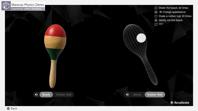 Nintendo Switch 2 Welcome Tour screenshot of maracas tech demo