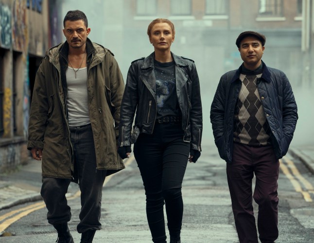 Orlando Bloom, Bryce Dallas Howard and Nick Mohammed star in DEEP COVER Credit: Peter Mountain Copyright: Metronome Film
